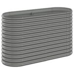 Garden Raised Bed Powder-Coated Steel 114x40x68cm Grey