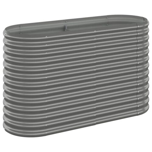 Garden Raised Bed Powder-Coated Steel 114x40x68cm Grey