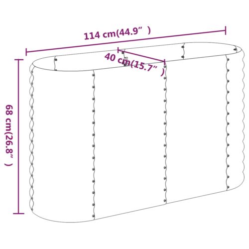 Garden Raised Bed Powder-Coated Steel 114x40x68cm Grey - Image 6