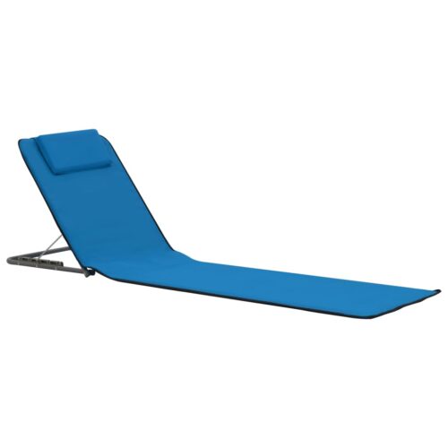 Folding Beach Mats 2pcs Steel Fabric Blue - Image 2