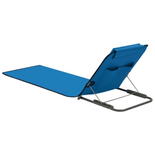 Folding Beach Mats 2pcs Steel Fabric Blue - Image 4