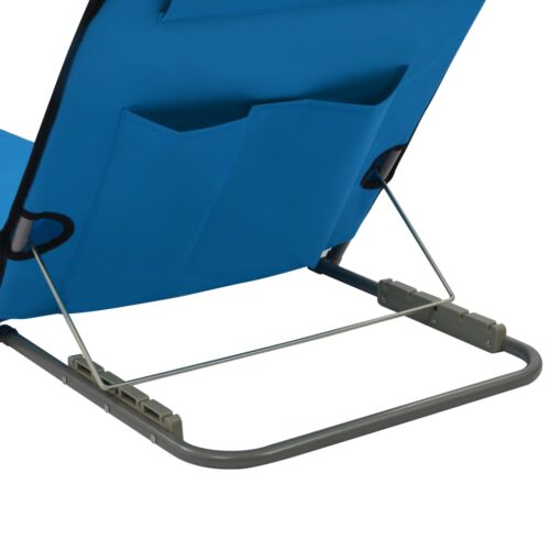 Folding Beach Mats 2pcs Steel Fabric Blue - Image 5