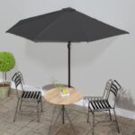Balcony Parasol with Aluminium Pole Anthracite 300x155cm Half