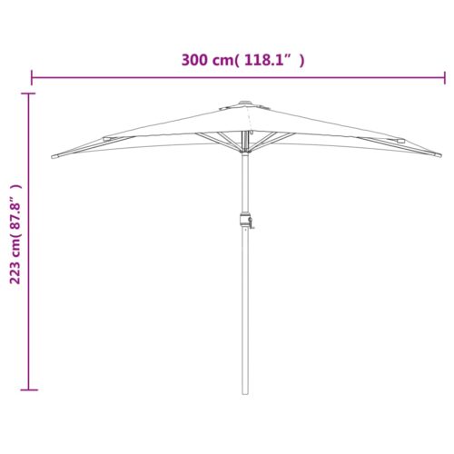 Balcony Parasol with Aluminium Pole Anthracite 300x155cm Half - Image 9