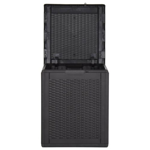 Garden Storage Box 90L Black PP Rattan - Image 2