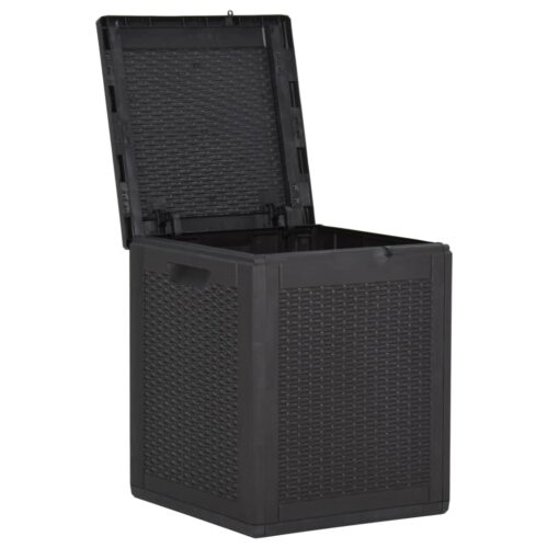 Garden Storage Box 90L Black PP Rattan - Image 3