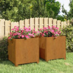 Planters with Legs 2pcs Rusty 42x40x43cm Corten Steel