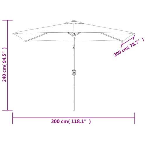 Parasol 200 x 300cm Sand White Rectangular - Image 8