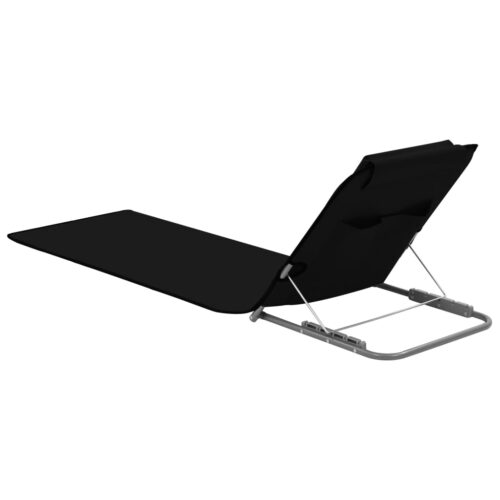 Folding Beach Mats 2pcs Steel Fabric Black - Image 4