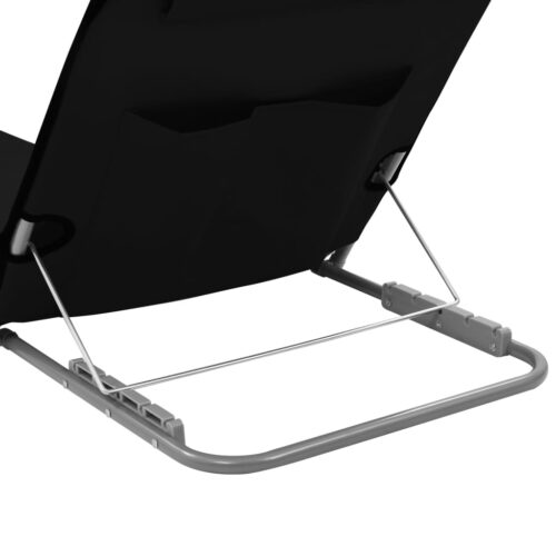 Folding Beach Mats 2pcs Steel Fabric Black - Image 5