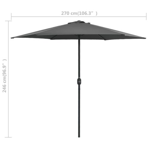 Outdoor Parasol with Aluminium Pole 270x246cm Anthracite - Image 7