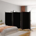 6-Panel Room Divider Black 520x180cm Fabric