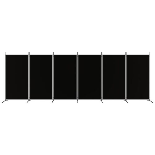 6-Panel Room Divider Black 520x180cm Fabric - Image 3