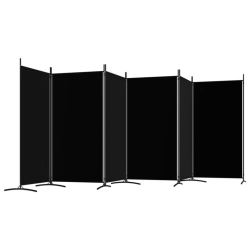 6-Panel Room Divider Black 520x180cm Fabric - Image 5