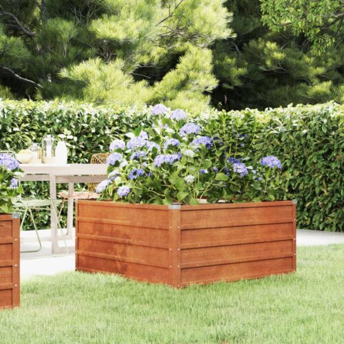 Garden Raised Bed Rusty 100x100x45cm Corten Steel - Image 8