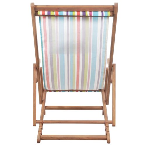 Folding Beach Chair Fabric Wooden Frame Multicolour - Image 5