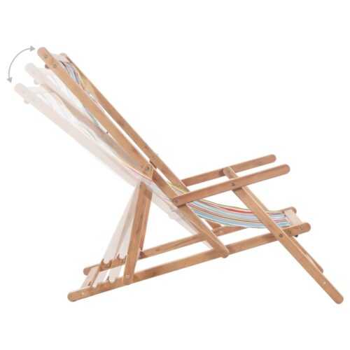 Folding Beach Chair Fabric Wooden Frame Multicolour - Image 6