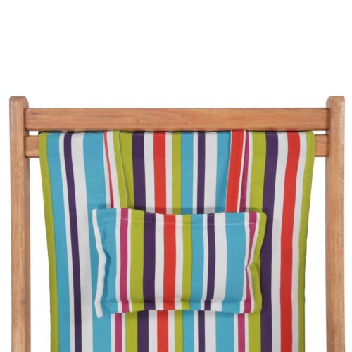 Folding Beach Chair Fabric Wooden Frame Multicolour - Image 7