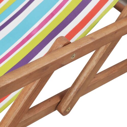 Folding Beach Chair Fabric Wooden Frame Multicolour - Image 8