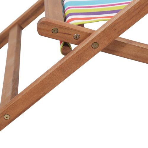 Folding Beach Chair Fabric Wooden Frame Multicolour - Image 9