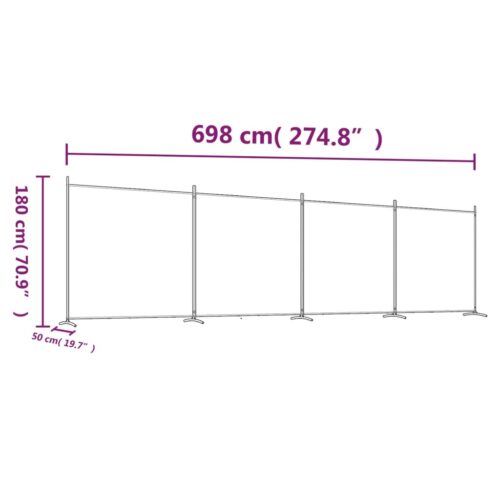 4-Panel Room Divider White 698x180cm Fabric - Image 8