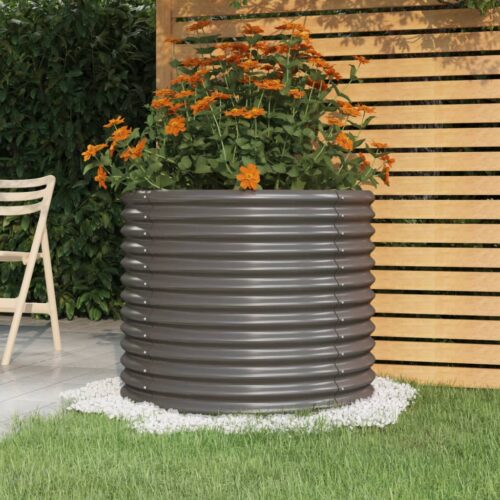 Garden Planter Powder-coated Steel 80x80x68cm Grey - Image 5