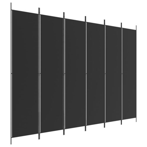 6-Panel Room Divider Black 300x220cm Fabric - Image 2