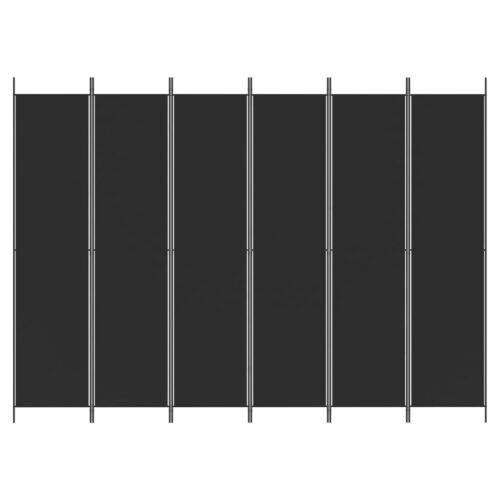 6-Panel Room Divider Black 300x220cm Fabric - Image 3