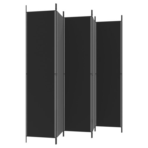 6-Panel Room Divider Black 300x220cm Fabric - Image 5