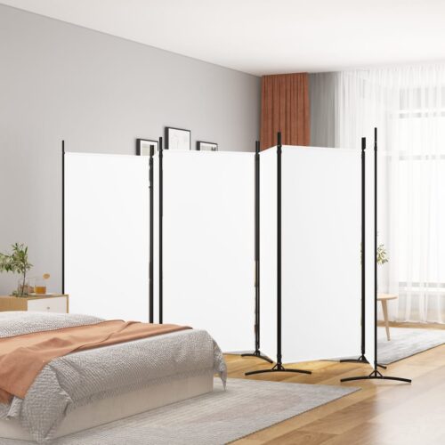 6-Panel Room Divider White 520x180cm Fabric