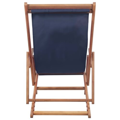 Folding Beach Chair Fabric Wooden Frame Blue - Image 4