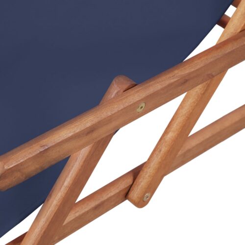 Folding Beach Chair Fabric Wooden Frame Blue - Image 8