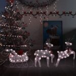 Reindeer Sleigh Christmas Decoration 60 LEDs Outdoor Gold