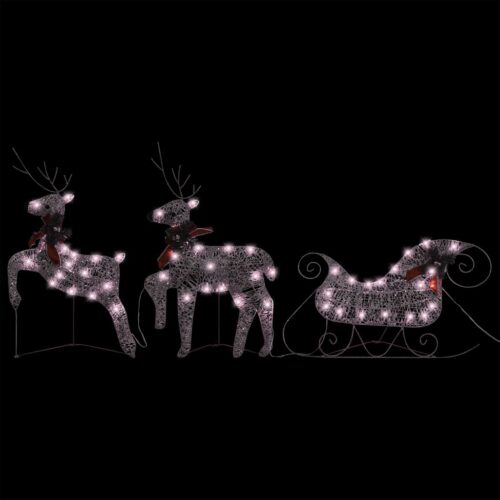 Reindeer Sleigh Christmas Decoration 60 LEDs Outdoor Gold - Image 3