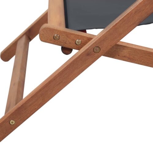 Folding Beach Chair Fabric Wooden Frame Grey - Image 8