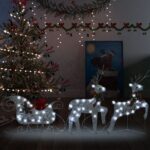 Reindeer Sleigh Christmas Decoration 60 LEDs Outdoor Silver