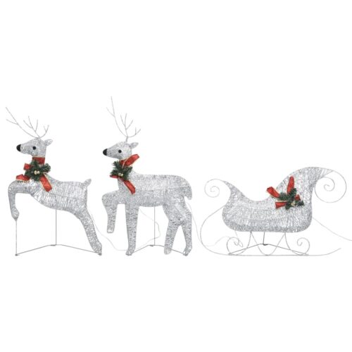 Reindeer Sleigh Christmas Decoration 60 LEDs Outdoor Silver - Image 2