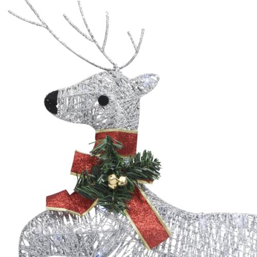 Reindeer Sleigh Christmas Decoration 60 LEDs Outdoor Silver - Image 4