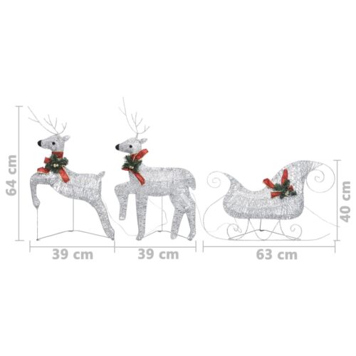 Reindeer Sleigh Christmas Decoration 60 LEDs Outdoor Silver - Image 7