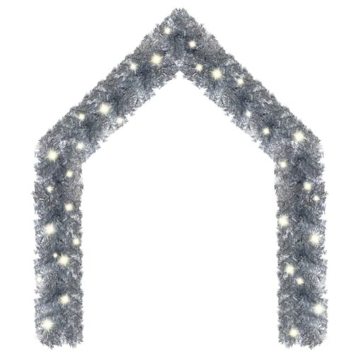 Christmas Garland with LED Lights 10m Silver - Image 2