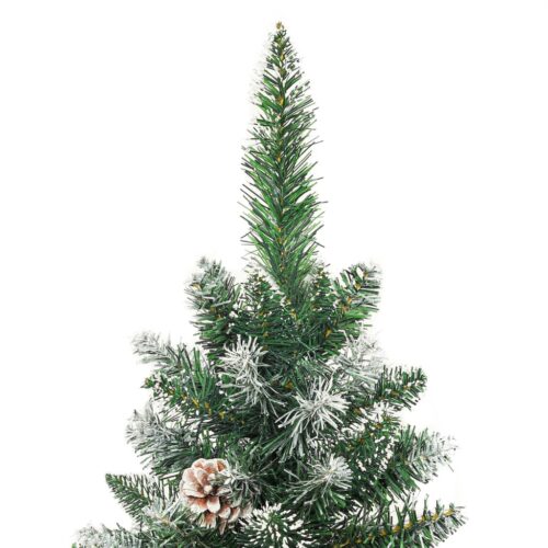 1.5m Slim Christmas Tree with Stand Pine Cones Snow Snowy Tips Xmas Decor 150cm - Image 3