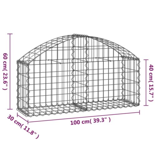 Arched Gabion Basket 100x30x40/60cm Galvanised Iron - Image 5