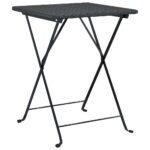 Folding Bistro Table Black 55x54x71cm Poly Rattan