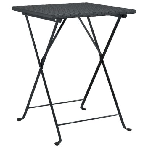 Folding Bistro Table Black 55x54x71cm Poly Rattan