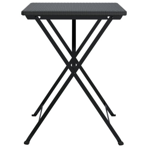 Folding Bistro Table Black 55x54x71cm Poly Rattan - Image 4