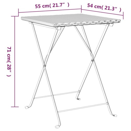 Folding Bistro Table Black 55x54x71cm Poly Rattan - Image 7