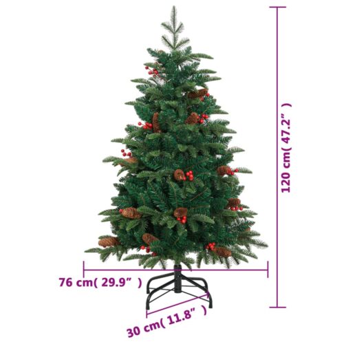 Artificial Hinged Christmas Tree with Cones Berries 120cm - Image 8