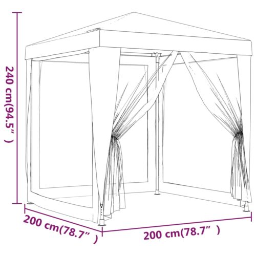 Party Tent with 4 Mesh Sidewalls 2x2m White - Image 7
