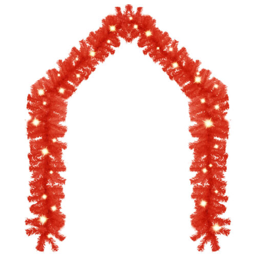 Christmas Garland with LED Lights 10m Red - Image 2