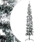 Slim Artificial Half Christmas Tree with Flocked Snow 180cm